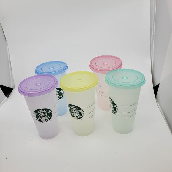 Starbucks Color-Change Reusable Cold Cup Tumblers 24 oz - Set of 5. New - Picture 10 of 12